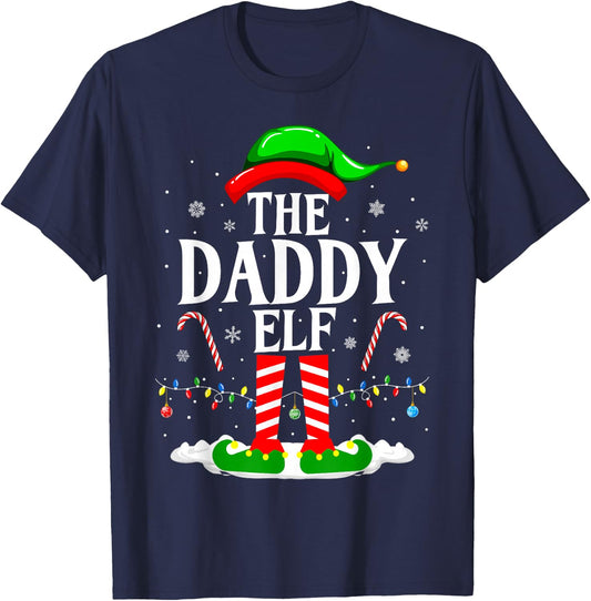 The Daddy Elf Funny Xmas Elf Matching Family Christmas T-Shirt - T-Shirt | Navy