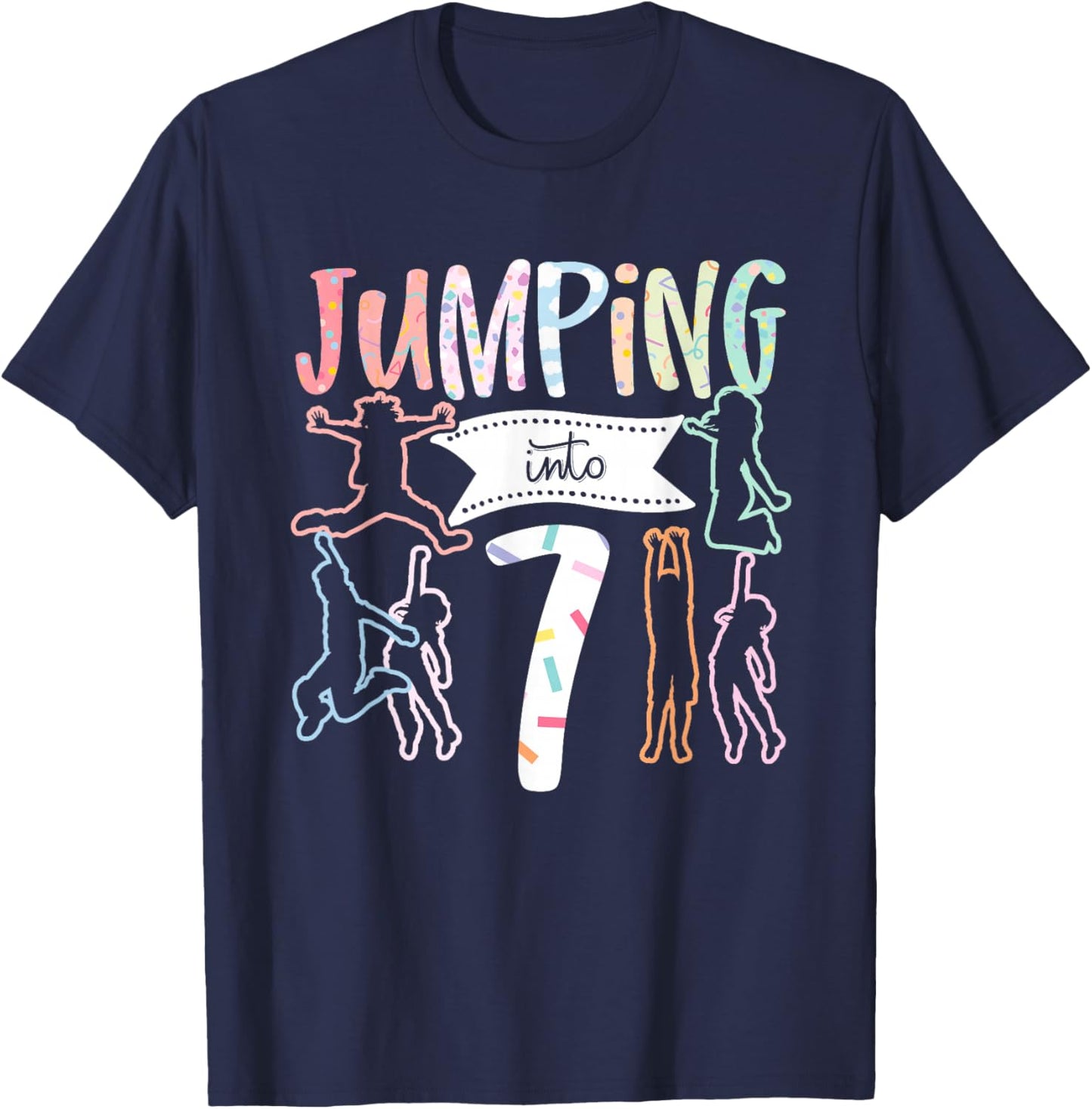 7th Birthday Jumping Into 7 Years T-Shirt - T-Shirt | Navy