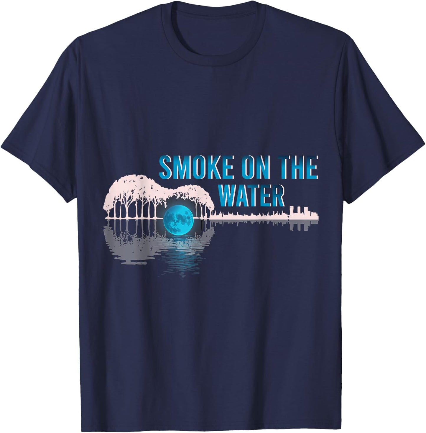 Guitar Lake Shadow Love Guitar Smoke on Water Guitar T-Shirt - T-Shirt | Navy