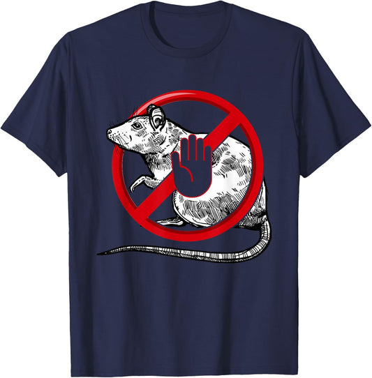 No Rat Sign Stop Snitching Pest Control Cool Novelty Graphic T-Shirt - T-Shirt | Navy