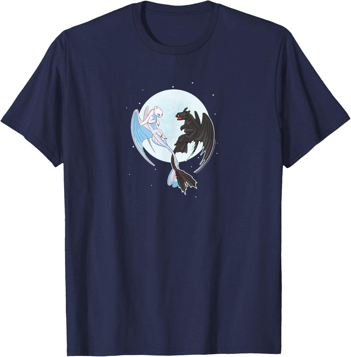 How To Train Your Dragon - Night And Light Moon T-Shirt - T-Shirt | Navy