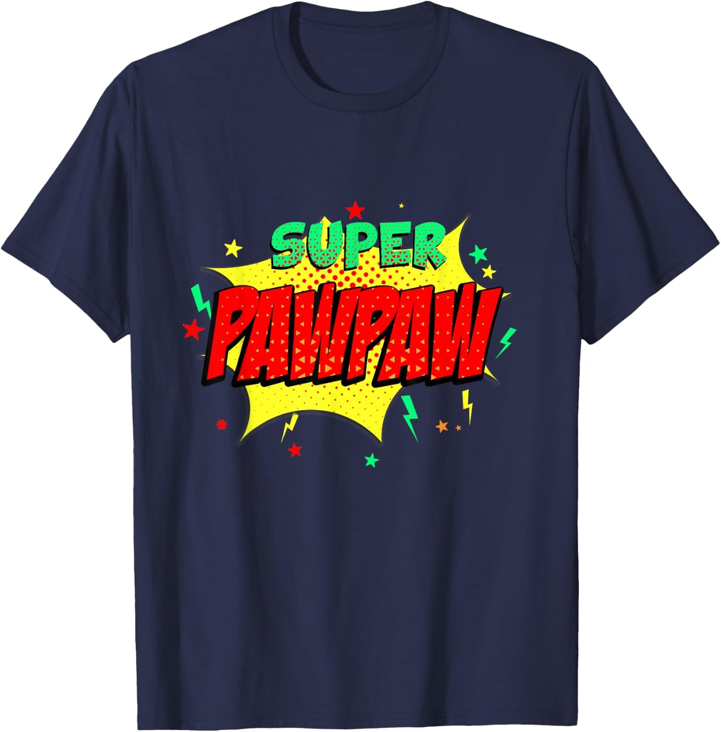 Super Pawpaw Comic Themed Style Superhero Fathers Day T-Shirt - T-Shirt | Navy