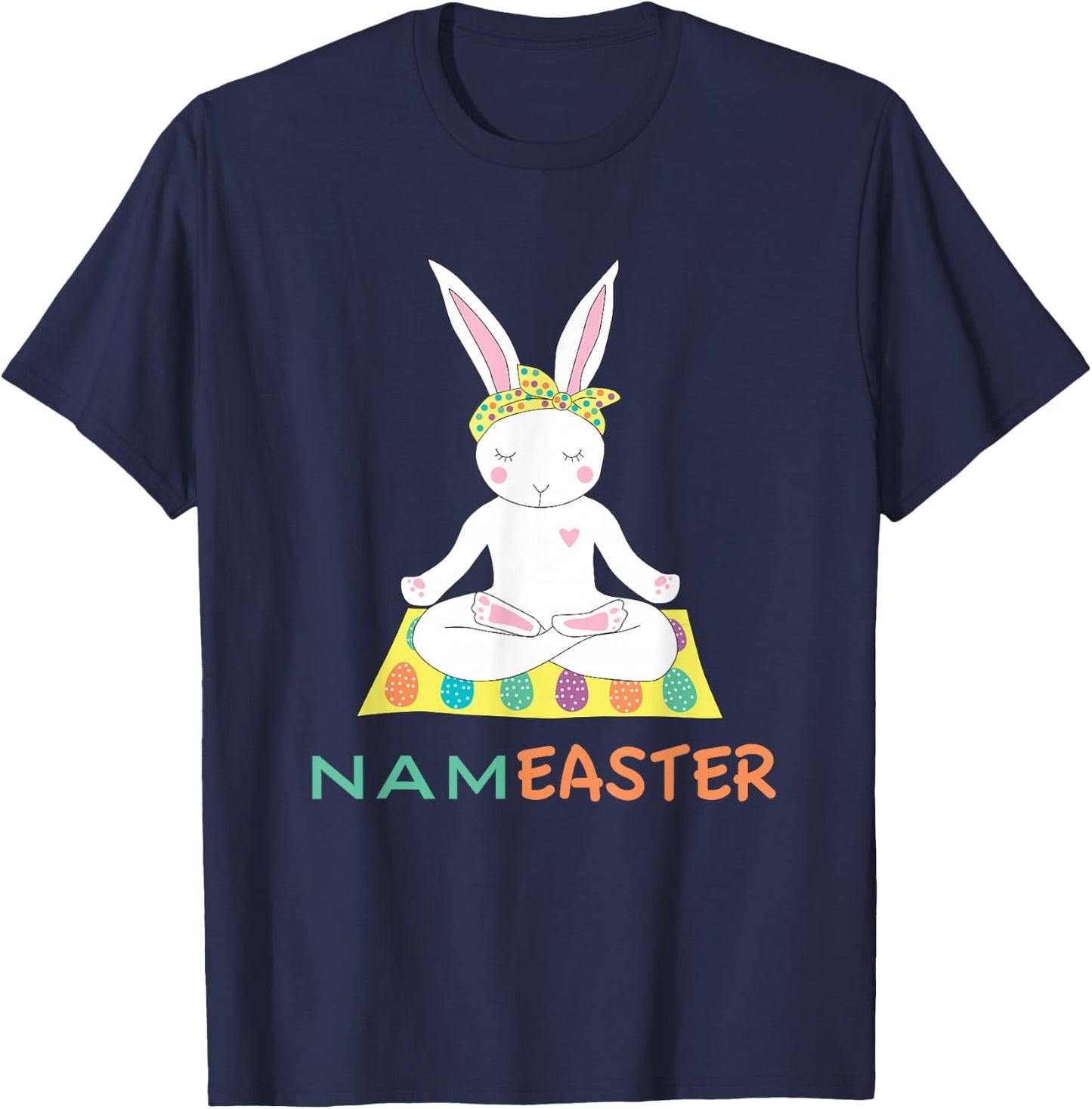 Funny Easter Bunny Doing Yoga Namaste T-Shirt - T-Shirt | Navy