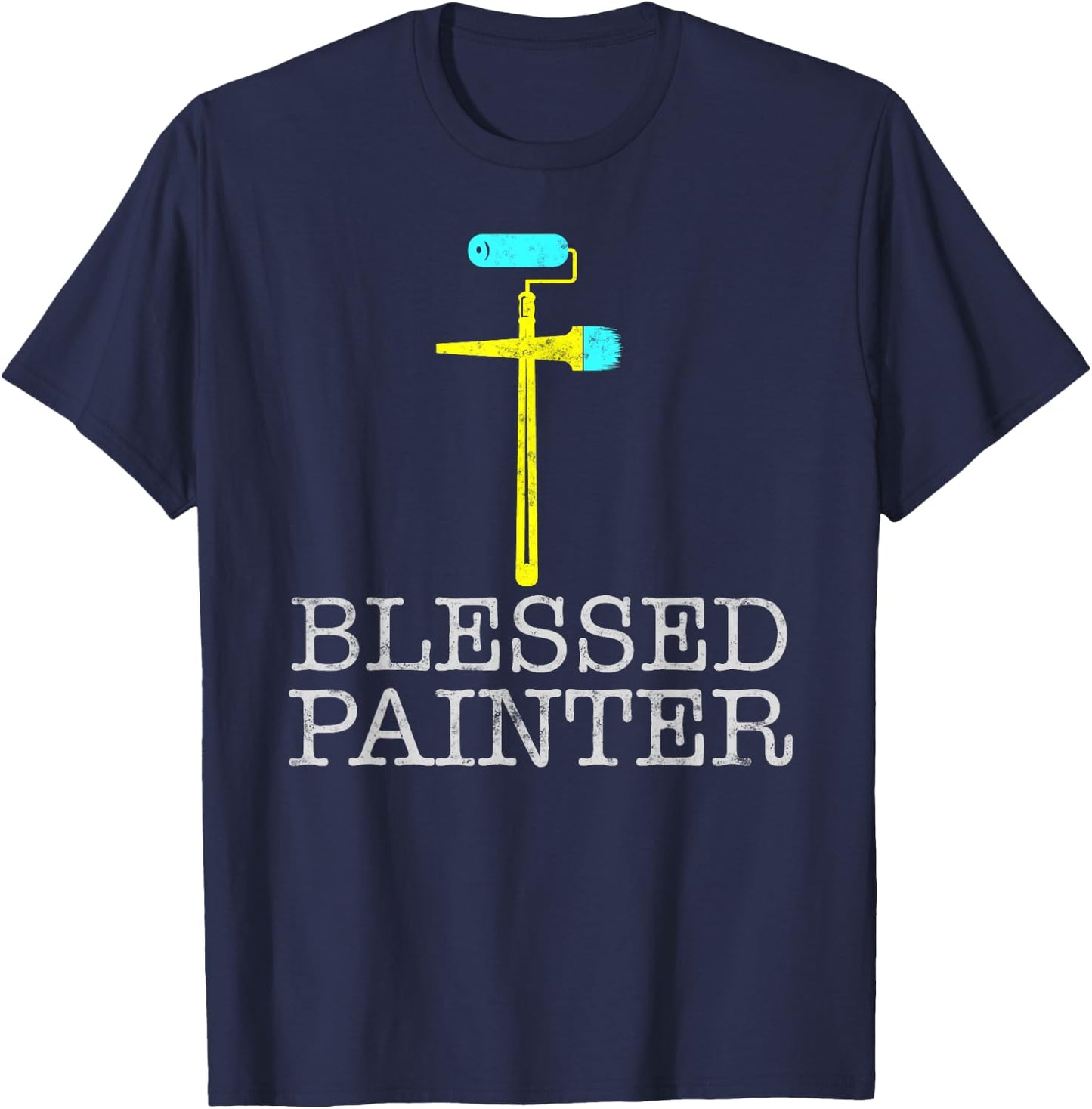 Blessed House Painter and Decorator Christian Painting Dad T-Shirt - T-Shirt | Navy