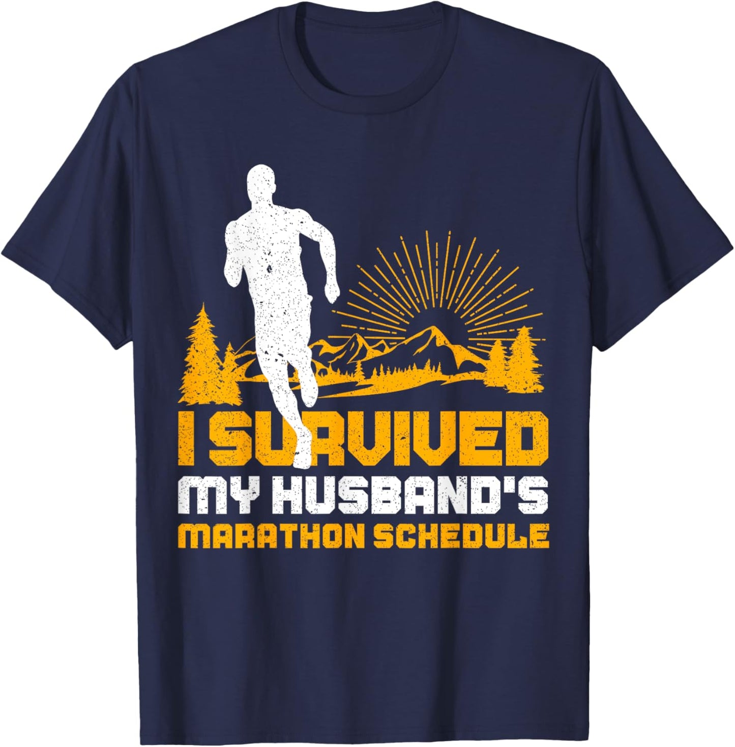 Wife Of Marathon Runner Funny Running Run Athlete Gag Outfit T-Shirt - T-Shirt | Navy