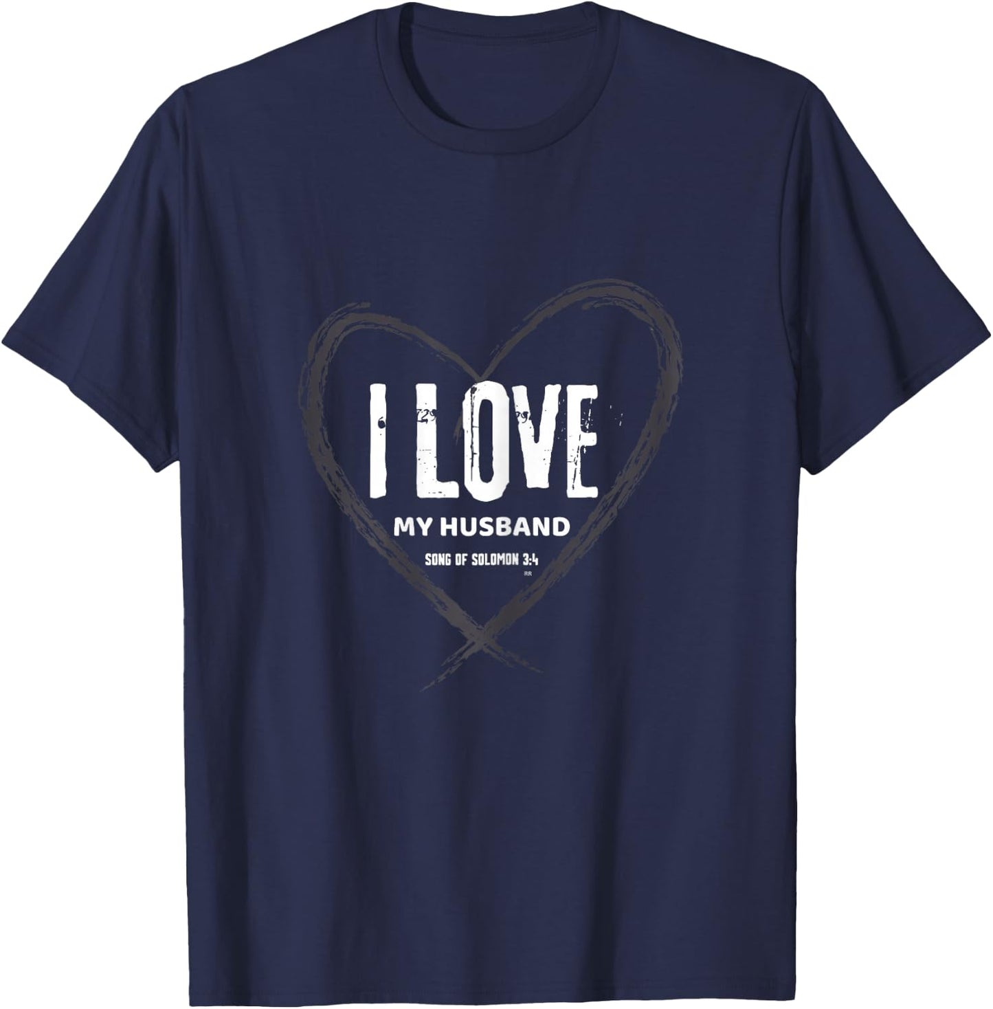 I LOVE MY HUSBAND/ Women Christian Bible Verse T-Shirt - T-Shirt | Navy
