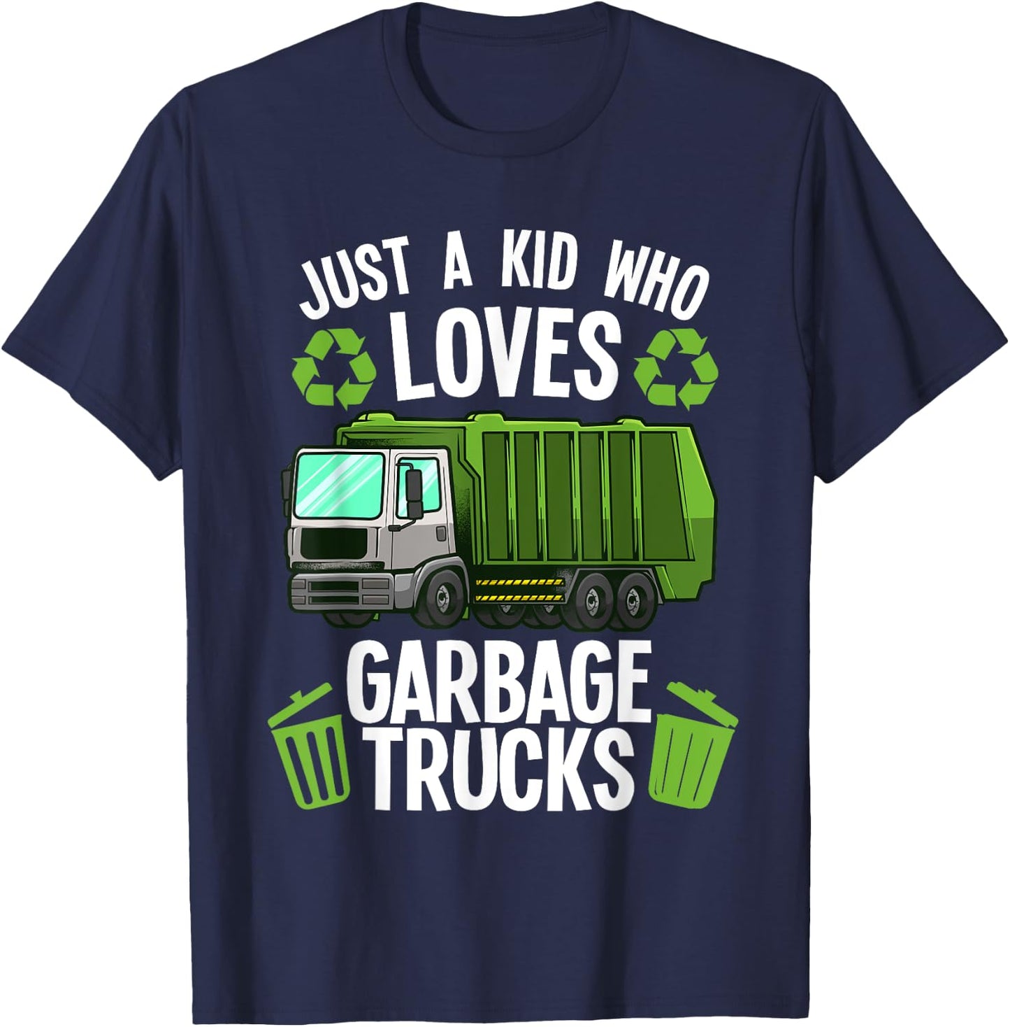 Funny Garbage Truck Art Boys Girls Kids Toddler Trash Truck T-Shirt - T-Shirt | Navy