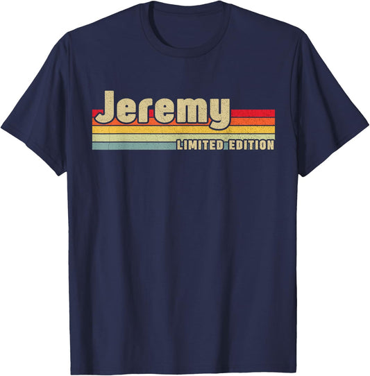 First Names Apparel Jeremy -Adults and Kids Black Small Short Sleeve Personalized Gift Christmas Birthday T-Shirt - T-Shirt | Navy