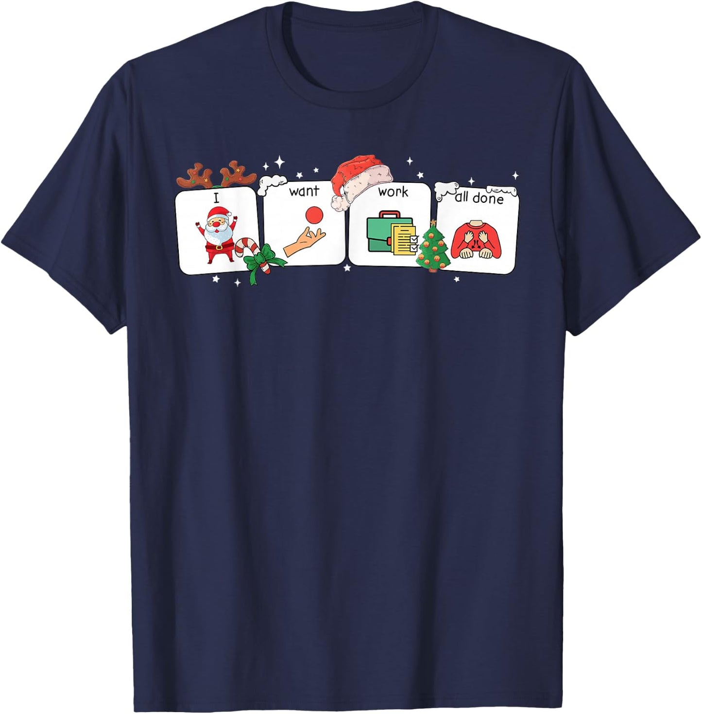 Christmas Santa Special Education Funny SPED Teacher Xmas PJ T-Shirt - T-Shirt | Navy