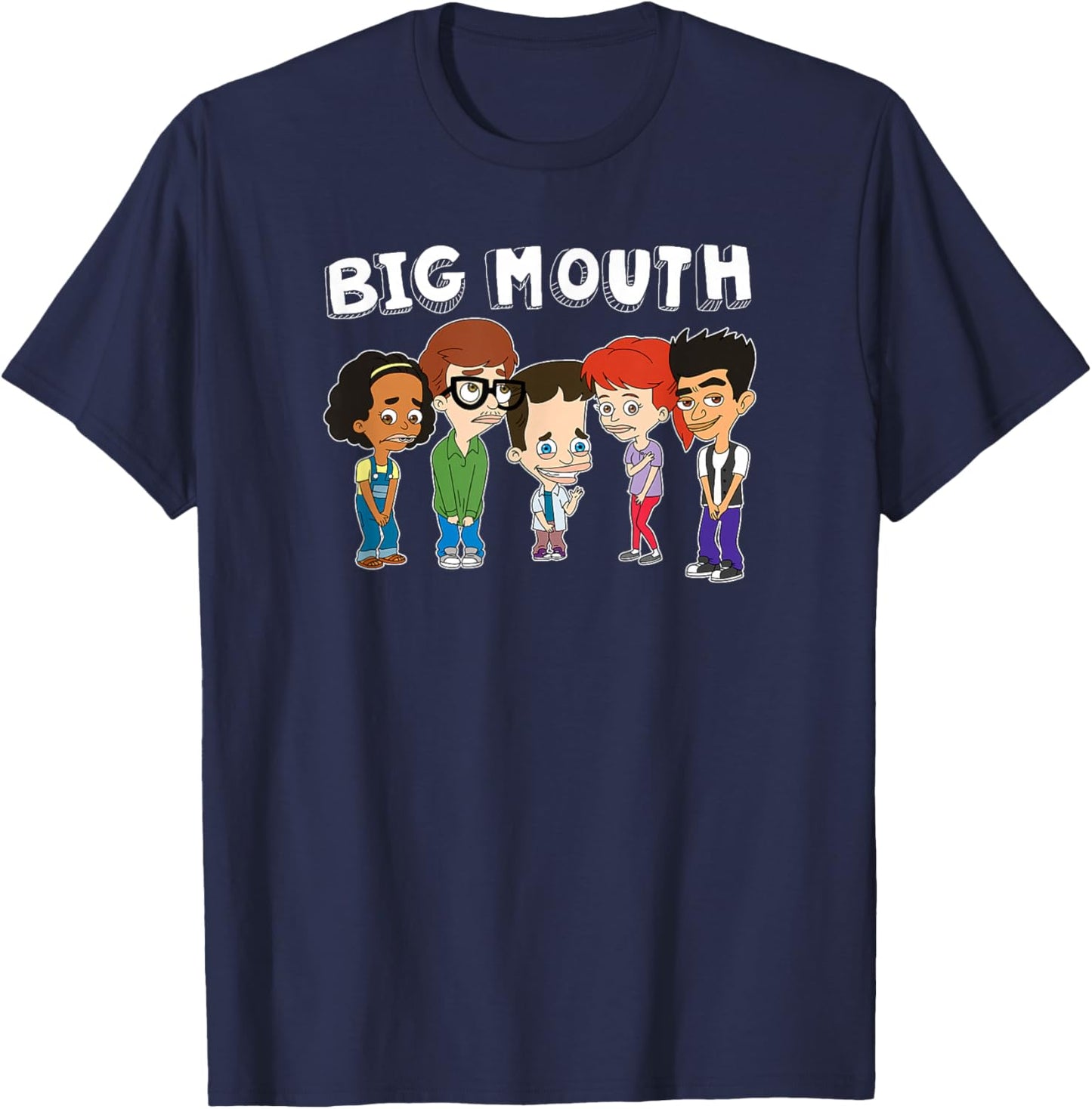 Big Mouth Main Characters Awkward Group Shot Big Logo T-Shirt - T-Shirt | Navy