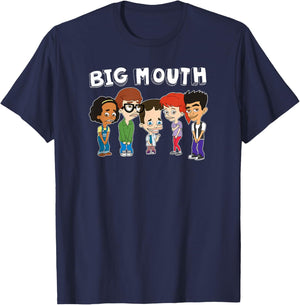 Big Mouth Main Characters Awkward Group Shot Big Logo T-Shirt - T-Shirt | Navy