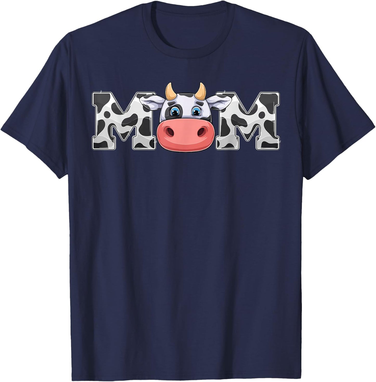 Mom Cow Print Cowboy Animal Pattern Farmer Cow Mother Mom T-Shirt - T-Shirt | Navy