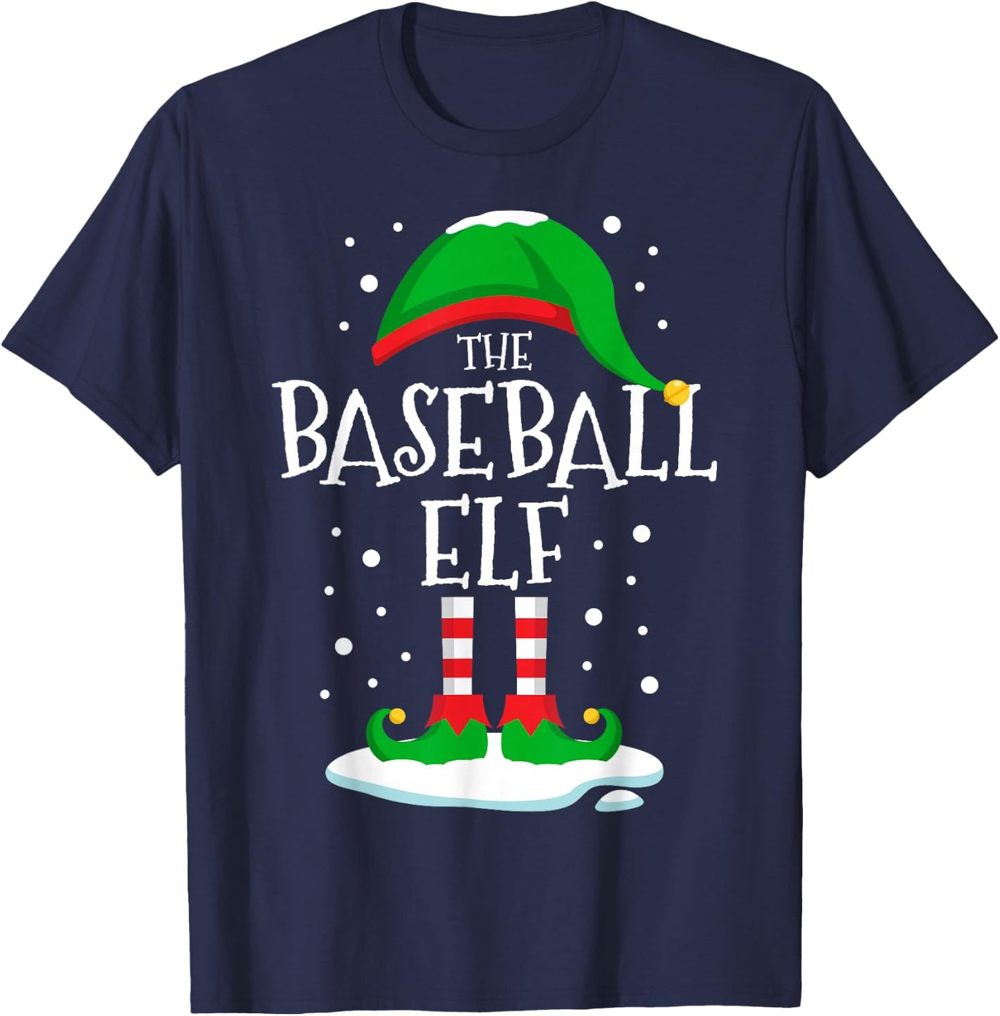 The Baseball Elf Christmas Family Matching Xmas Group Funny T-Shirt - T-Shirt | Navy