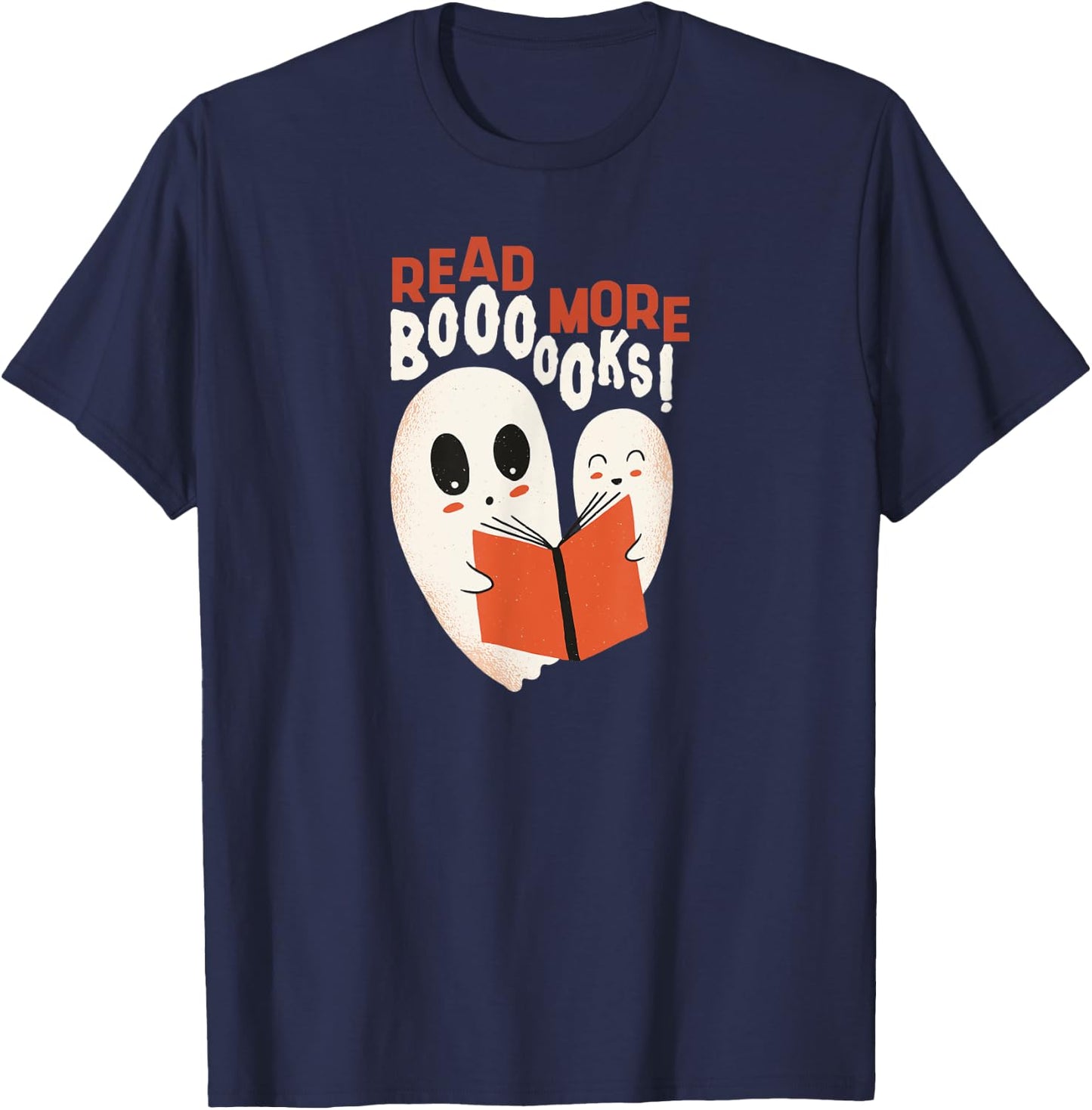 Read More Booooks! | Halloween Ghosts Reading Books T-Shirt - T-Shirt | Navy