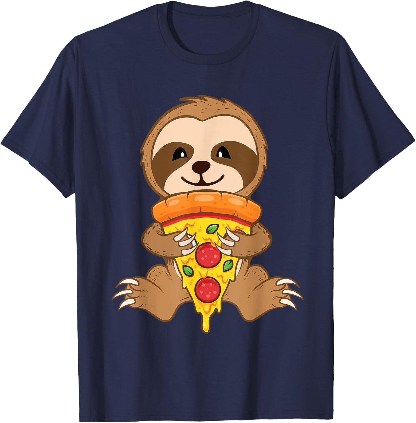 Sloth Pizza Lover - Foodie Wildlife Animal Nature Zookeeper T-Shirt - T-Shirt | Navy