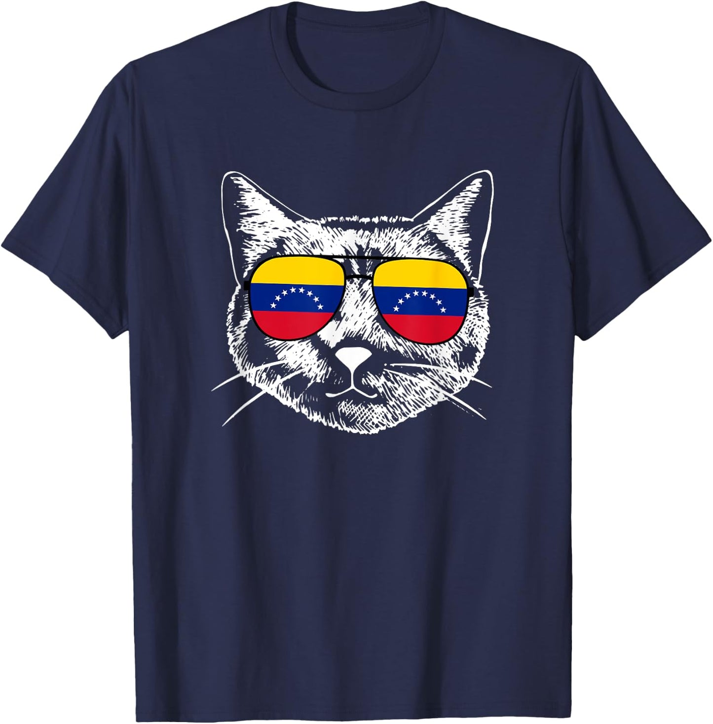 Funny Cat Lover Proud Venezuelan Venezuela Flag Pride Cat Women Kids T-Shirt - T-Shirt | Navy