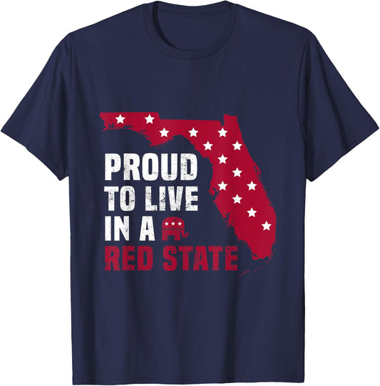 Proud To Live In A Red State Patriotic Floridian Men T-Shirt - T-Shirt | Navy