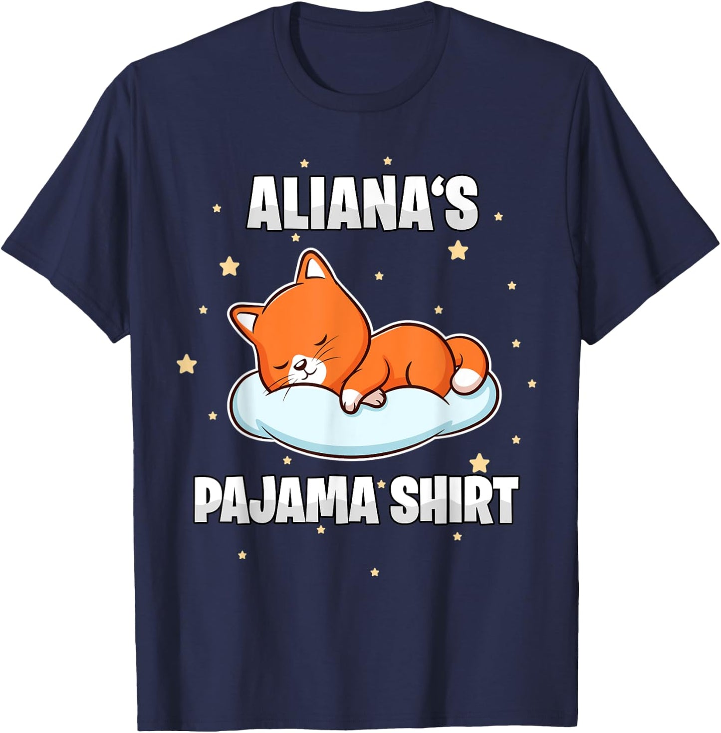 Aliana's Pajama Shirt - Personalized Sleeping T-Shirt - T-Shirt | Navy