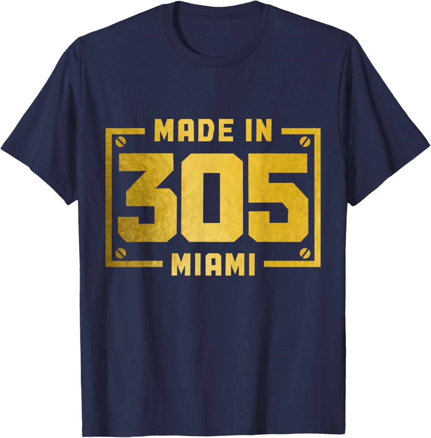 Miami Florida 305 Area Code Vintage FL Pride T-Shirt - T-Shirt | Navy