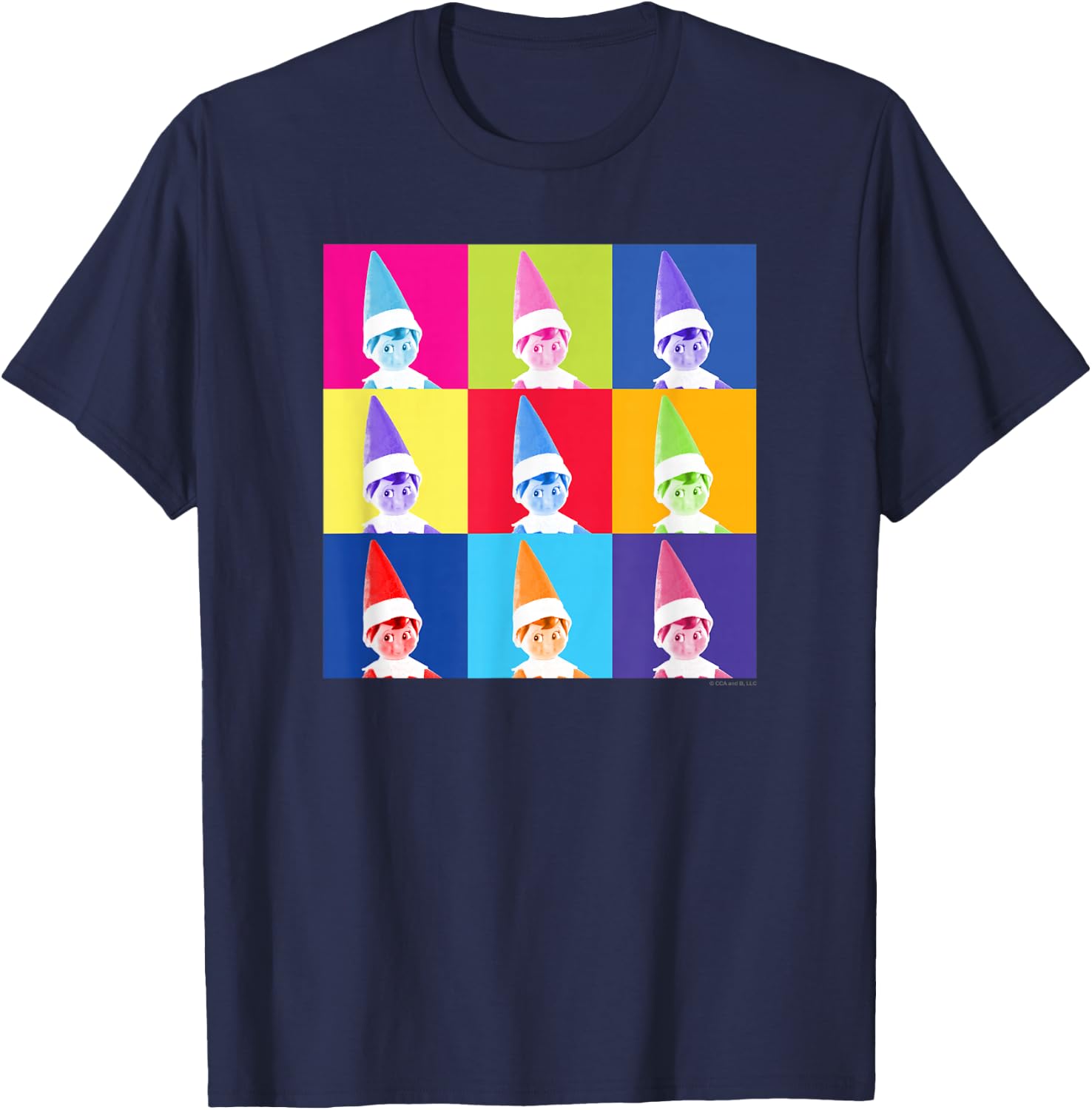 Elf on The Shelf Christmas Pop Color Elf Portrait Squares T-Shirt - T-Shirt | Navy