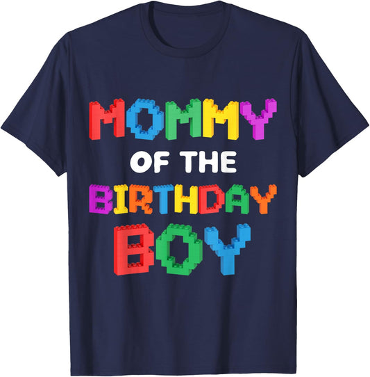Mommy of the Birthday Boy Master Builder Bricks Blocks T-Shirt - T-Shirt | Navy