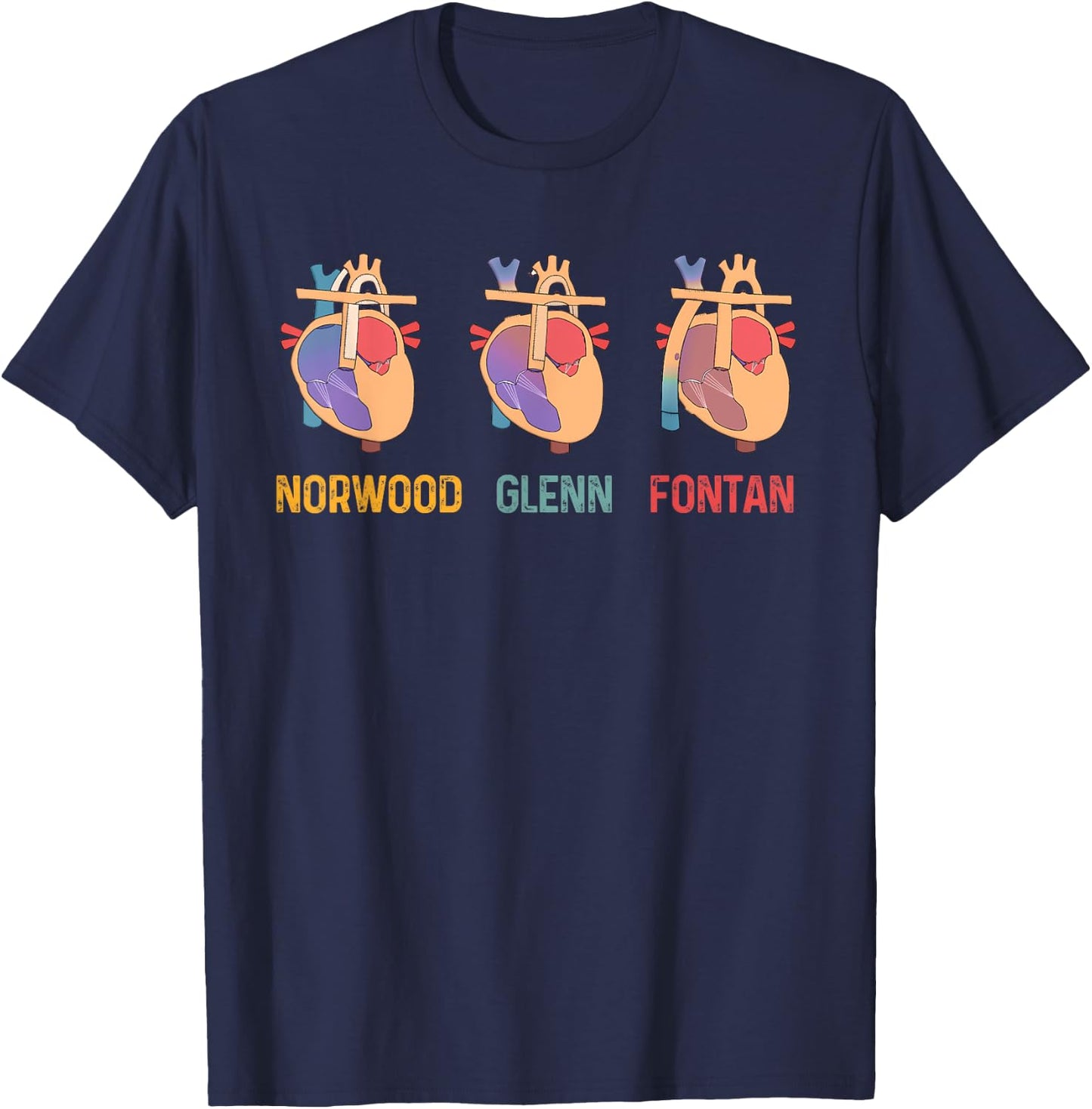 Cardiac Cardiology Cardiologist CVICU Norwood Glenn Fontan T-Shirt - T-Shirt | Navy