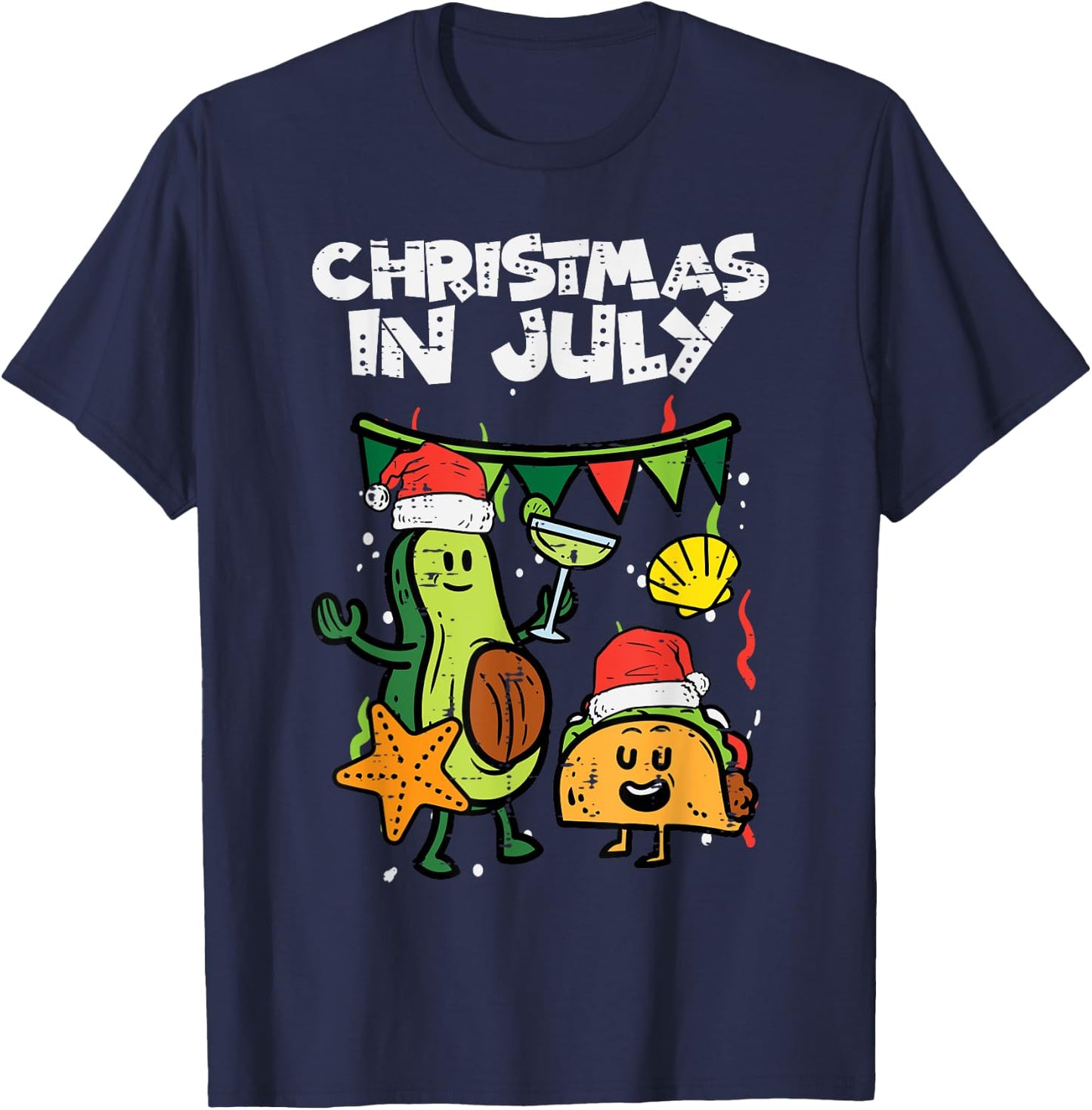 Christmas In July Avocado Taco Summer Mexican Men Women Kids T-Shirt - T-Shirt | Navy