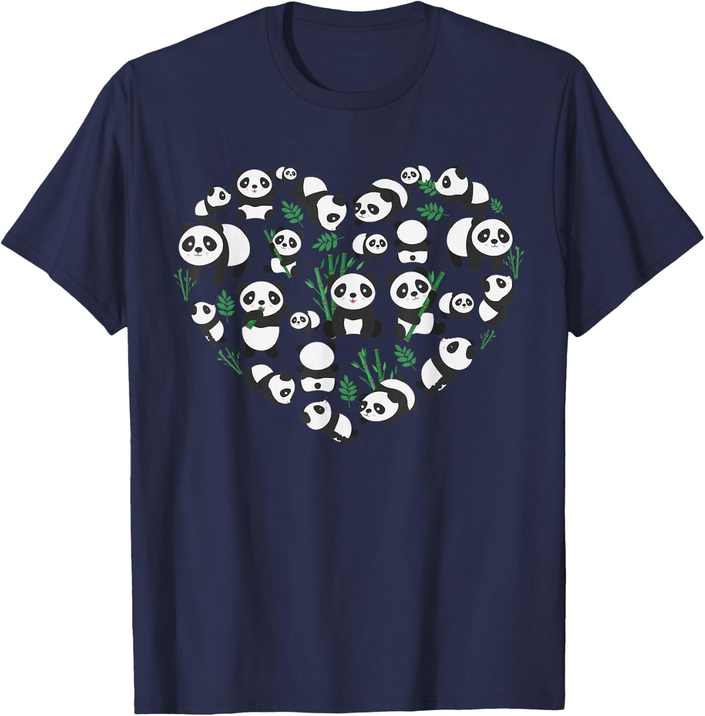 Cute Panda Women Zoo Panda Bear Heart Animal Lovers T-Shirt - T-Shirt | Navy