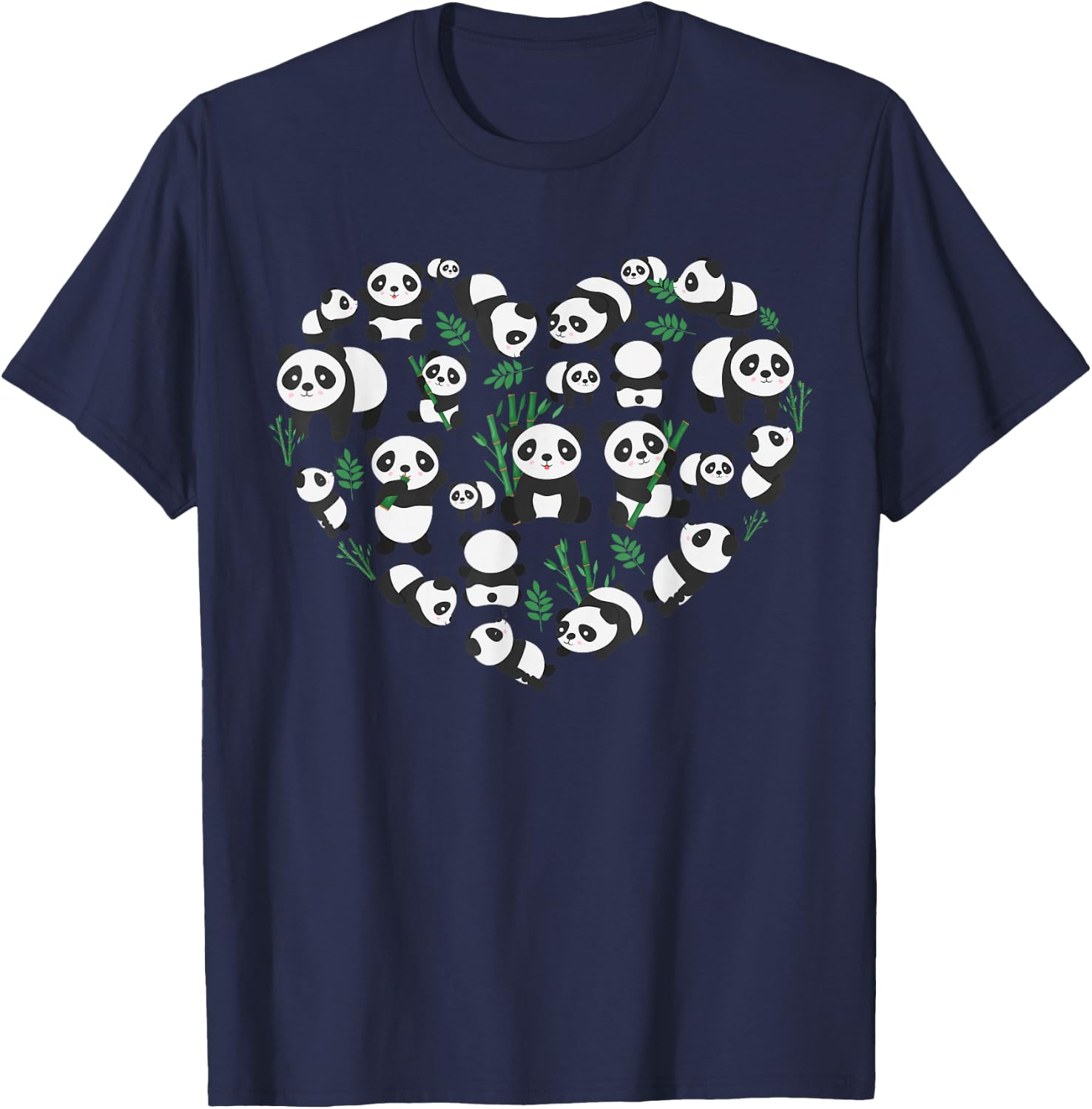 Cute Panda Women Zoo Panda Bear Heart Animal Lovers T-Shirt - T-Shirt | Navy