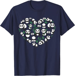 Cute Panda Women Zoo Panda Bear Heart Animal Lovers T-Shirt - T-Shirt | Navy