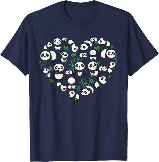Cute Panda Women Zoo Panda Bear Heart Animal Lovers T-Shirt - T-Shirt | Navy