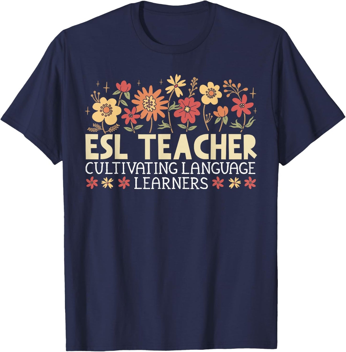 ESL Teacher English Second Language Virtual Online Class T-Shirt - T-Shirt | Navy