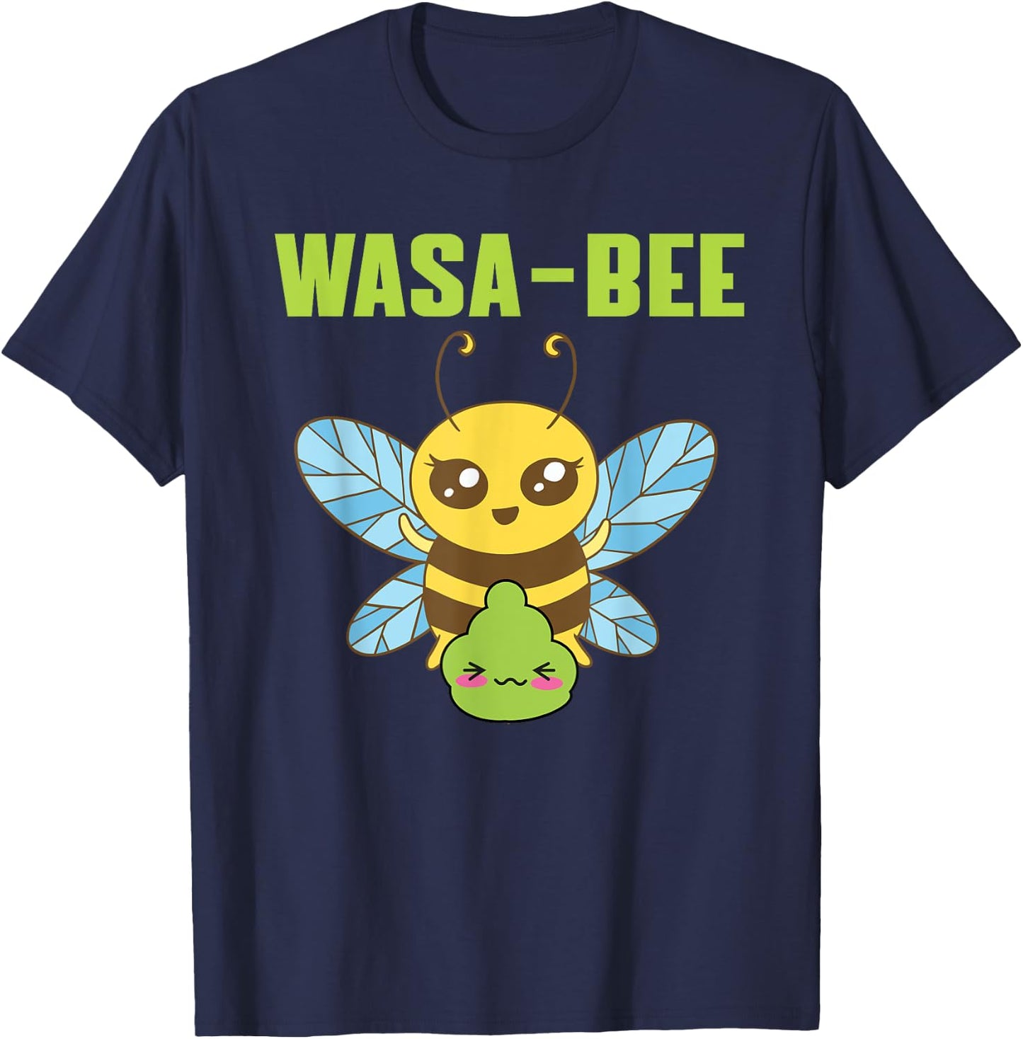 Cute Wasabi Bee Pun Costume Love Spicy Food Japan T-Shirt - T-Shirt | Navy