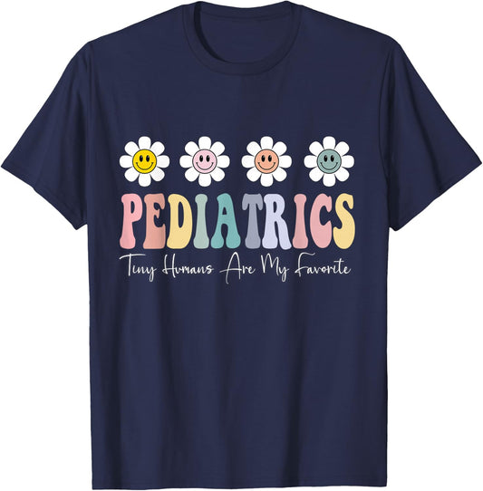 Tiny Humans Are My Favorite Pediatrics Peds Pediatric Nurse T-Shirt - T-Shirt | Navy
