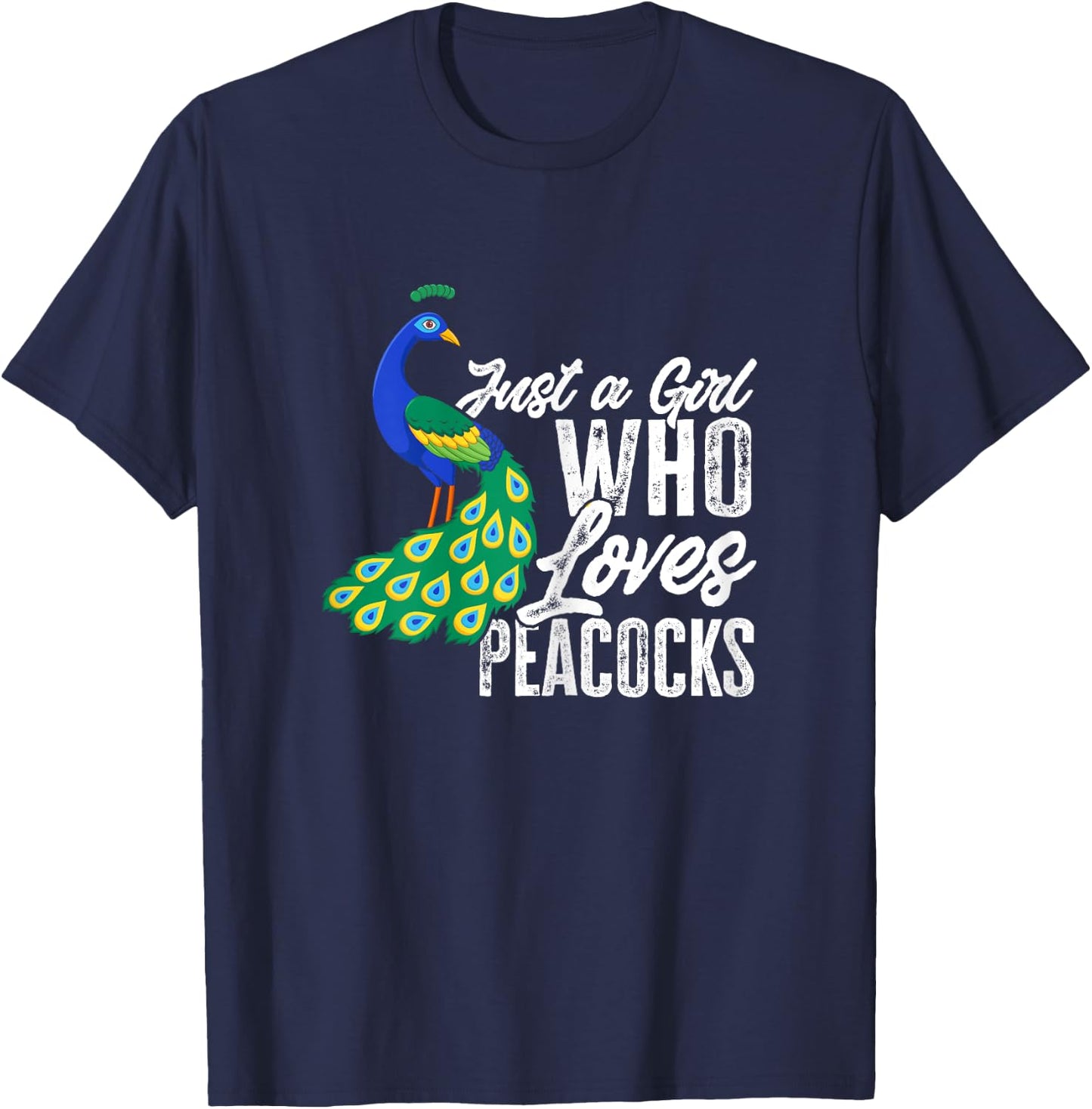 Girls Peacock Just A Girl Who Loves Peacocks T-Shirt - T-Shirt | Navy