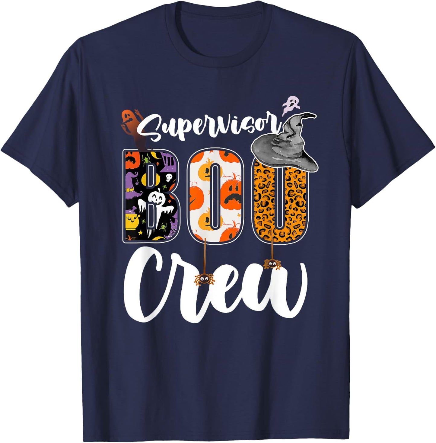 Supervisor Boo Crew Halloween Matching Manager T-Shirt - T-Shirt | Navy