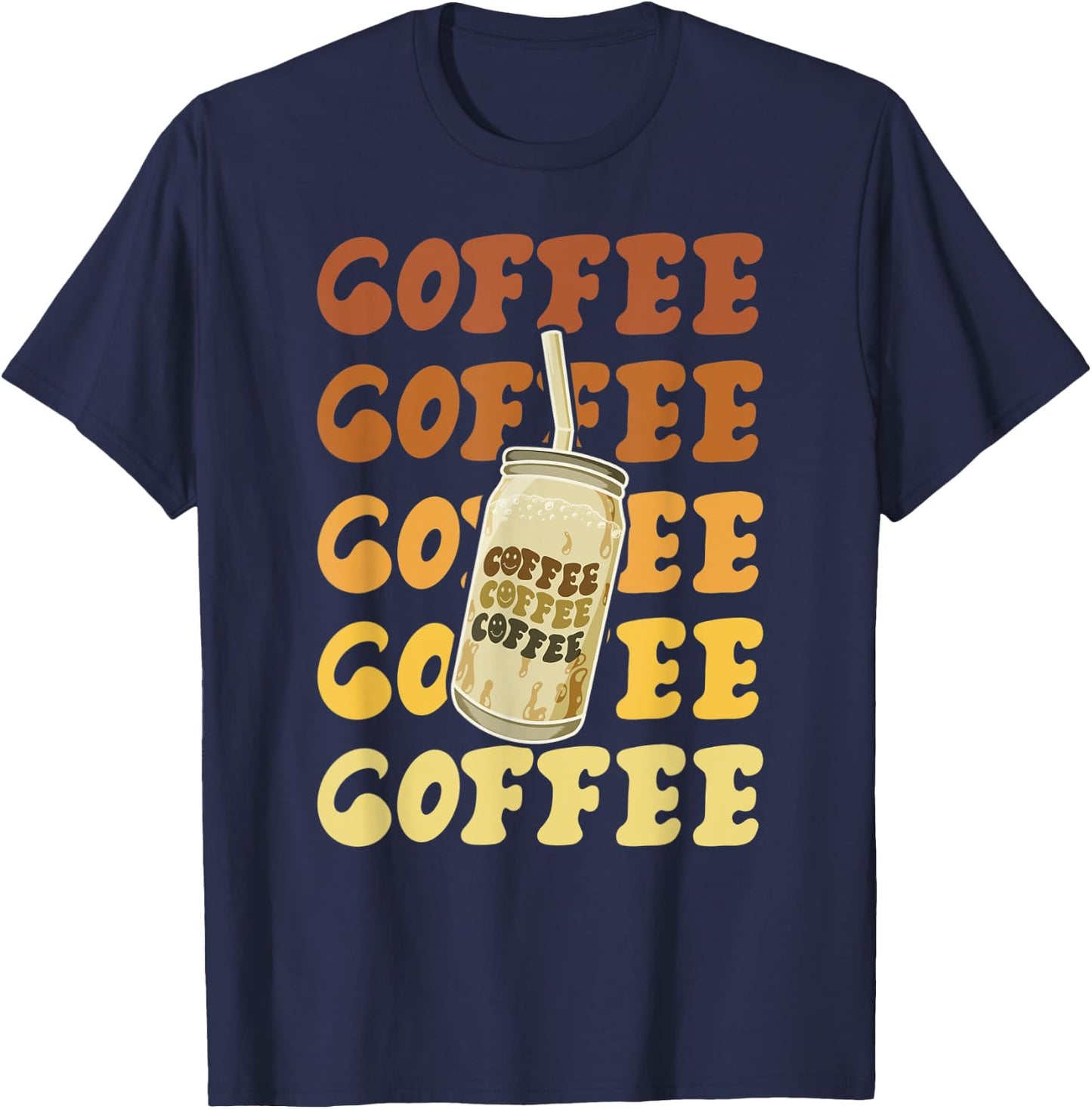 Vintage Cute Coffee Lover and Baristas Big Jar Coffee Lovers T-Shirt - T-Shirt | Navy