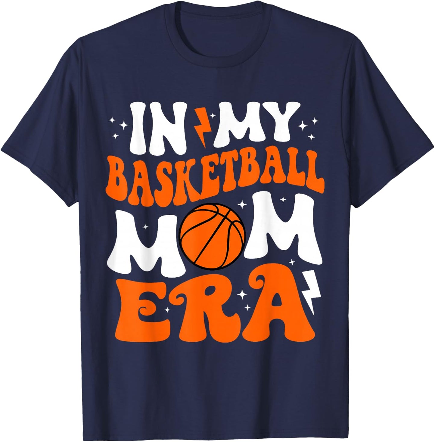 In My Basketball Mom Era Cute Groovy Basketball T-Shirt - T-Shirt | Navy