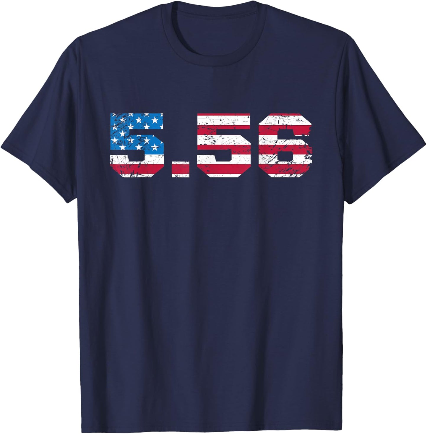 5.56 Rifle Cartridge USA Flag Military & Hunter Enthusiast T-Shirt - T-Shirt | Navy