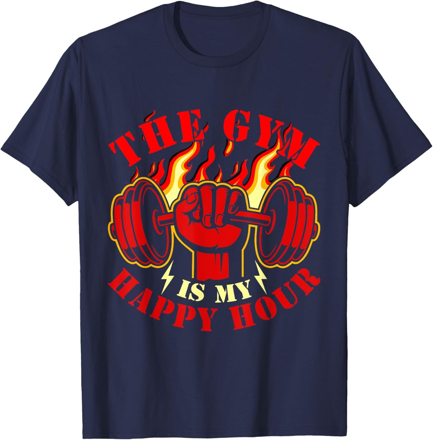 Fitness The Gym Is My Happy Hour Meme Vintage Funny Saying T-Shirt - T-Shirt | Navy