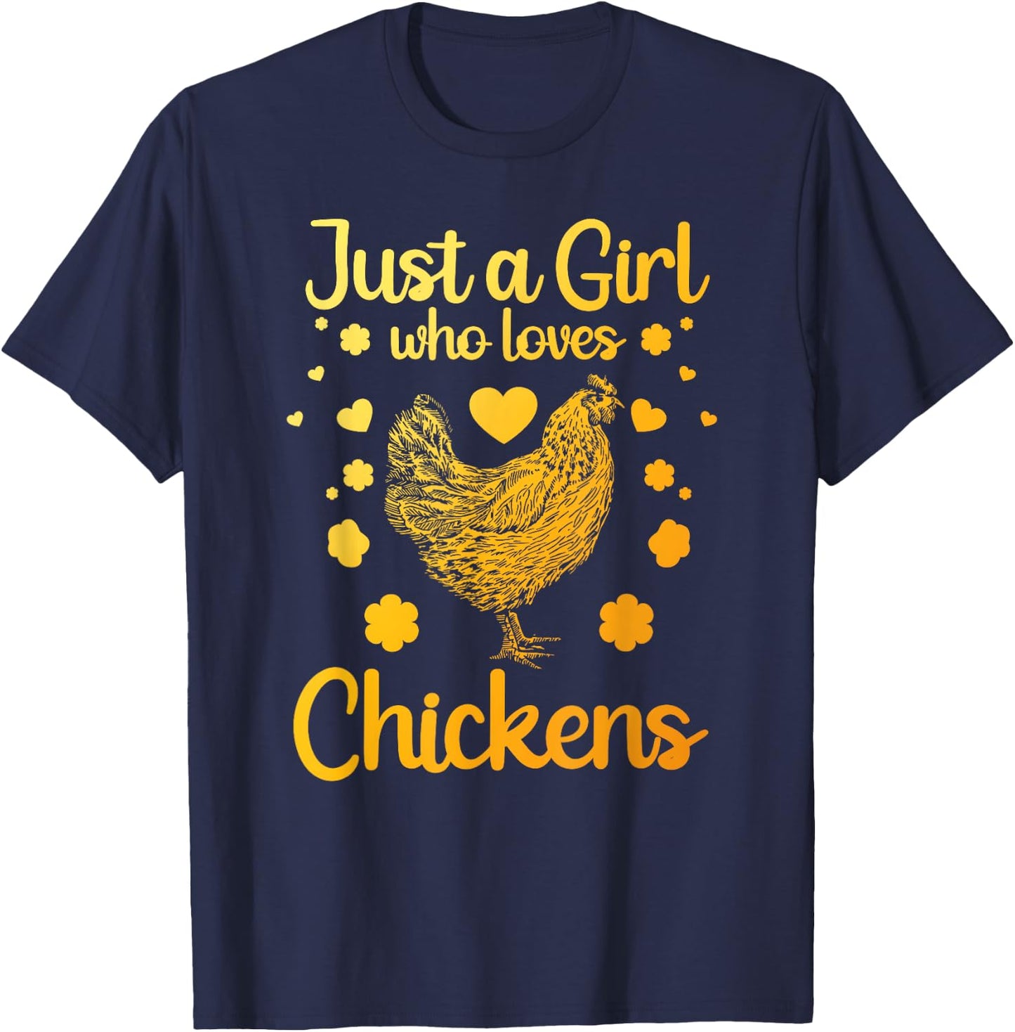 Funny Girl Chicken Design For Kids Women Mom Chicken Lover T-Shirt - T-Shirt | Navy