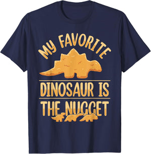 Chicken Nuggets Apparel & Nug Gifts My Favorite Dinosaur Is The Nugget Black -Adults, -Kids Small Modern Short Sleeve Classic Fit Cotton 65%, Polyester 35% T-Shirt - T-Shirt | Navy