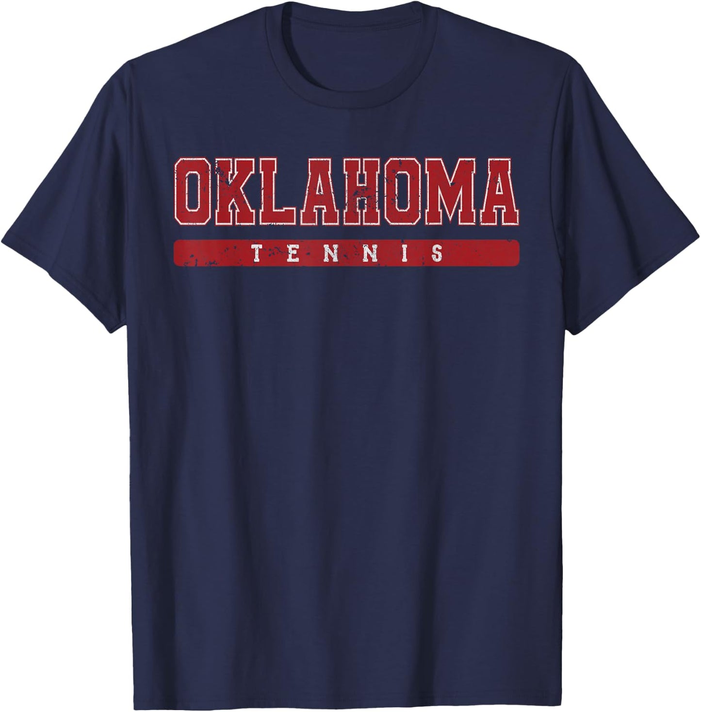 Oklahoma Tennis Red Vintage Text T-Shirt - T-Shirt | Navy