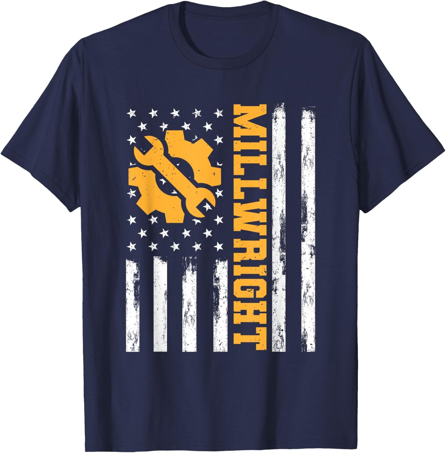 Milwright American Flag Funny USA Patriotic Mill Machinery Women Men T-Shirt - T-Shirt | Navy