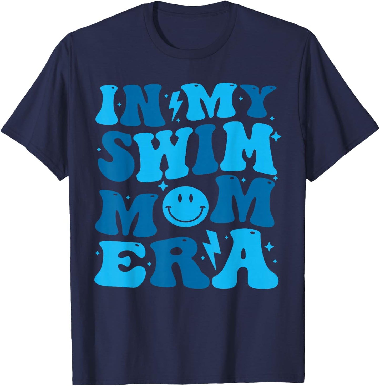 In My Swim Mom Era Groovy Floral Swimming Mom Swimmer T-Shirt - T-Shirt | Navy