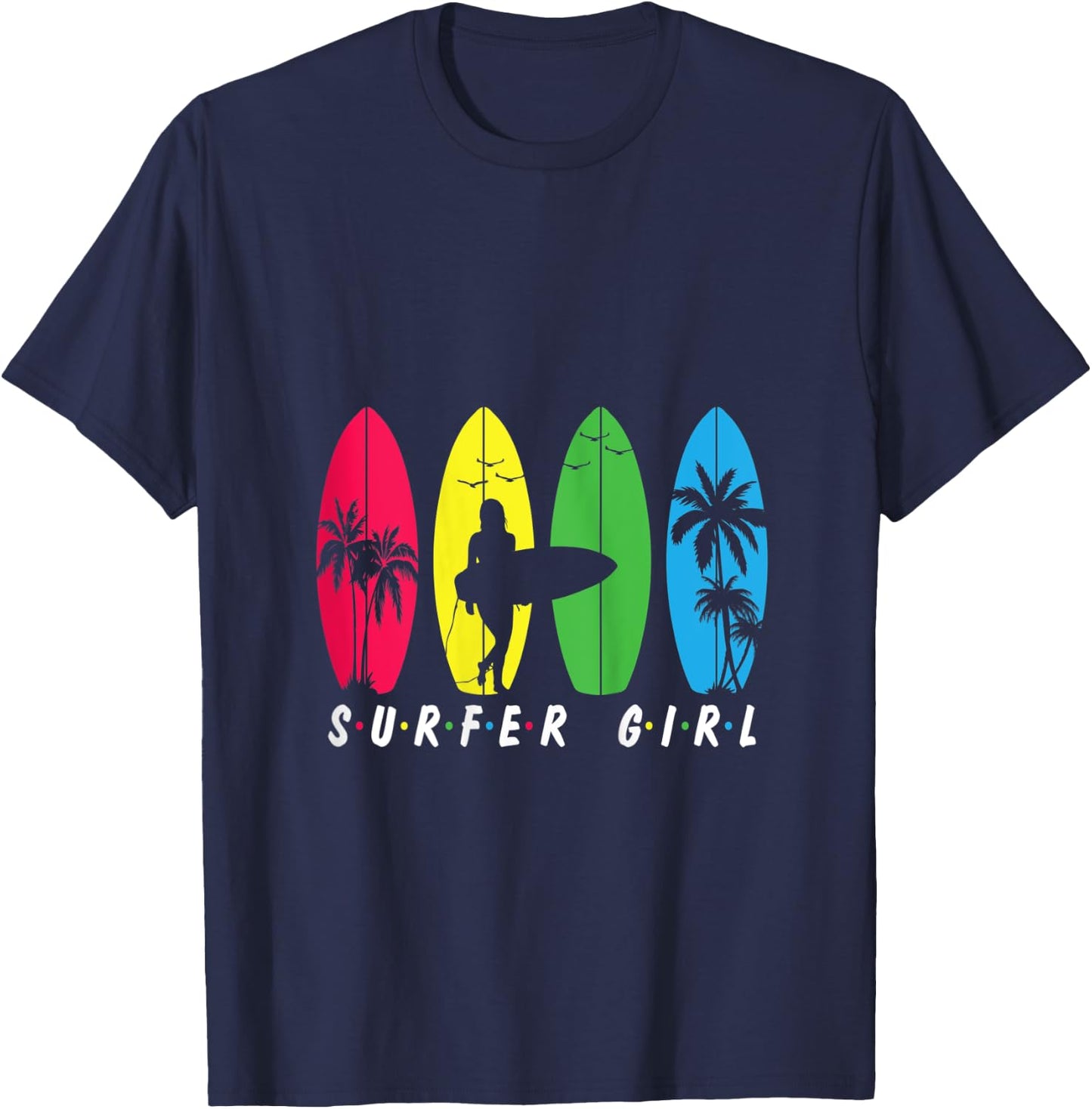Surfer Girl Costume Vintage Surfboard Surfers Gifts Surfing T-Shirt - T-Shirt | Navy