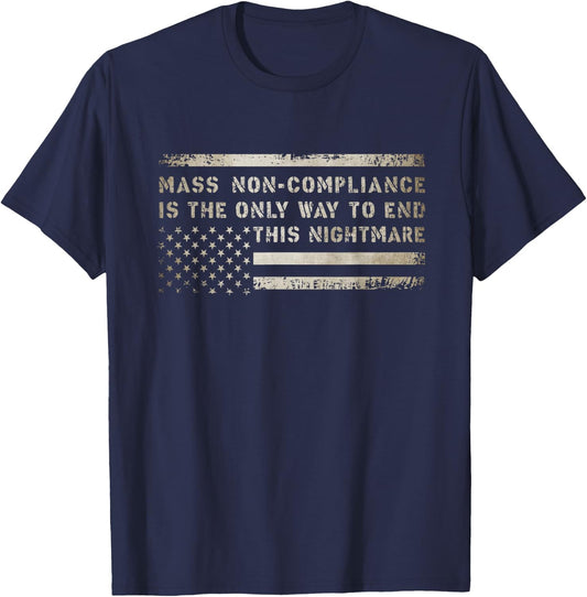 Mass Non Compliance - Upside Down American Flag T-Shirt - T-Shirt | Navy