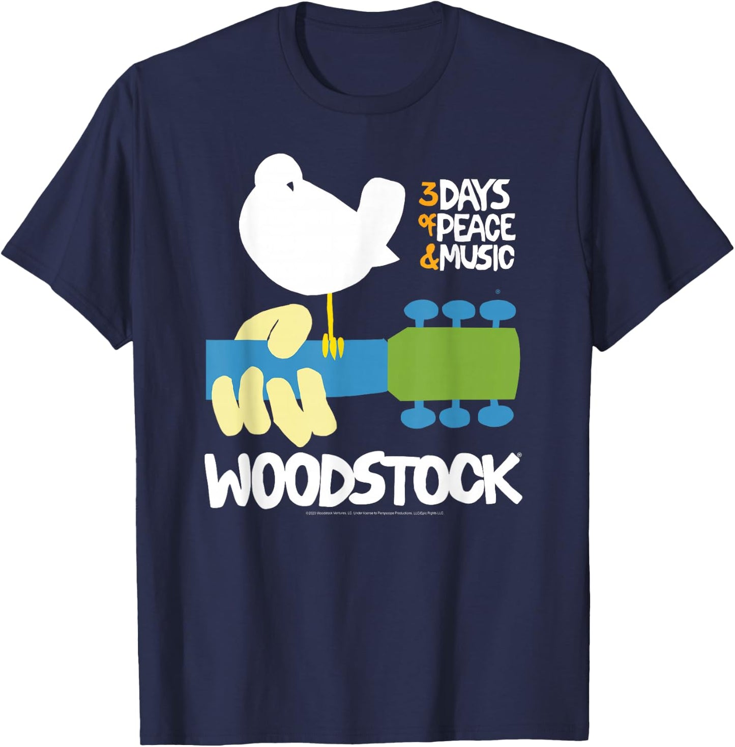 Woodstock - 3 Days Of Peace And Music Poster T-Shirt - T-Shirt | Navy