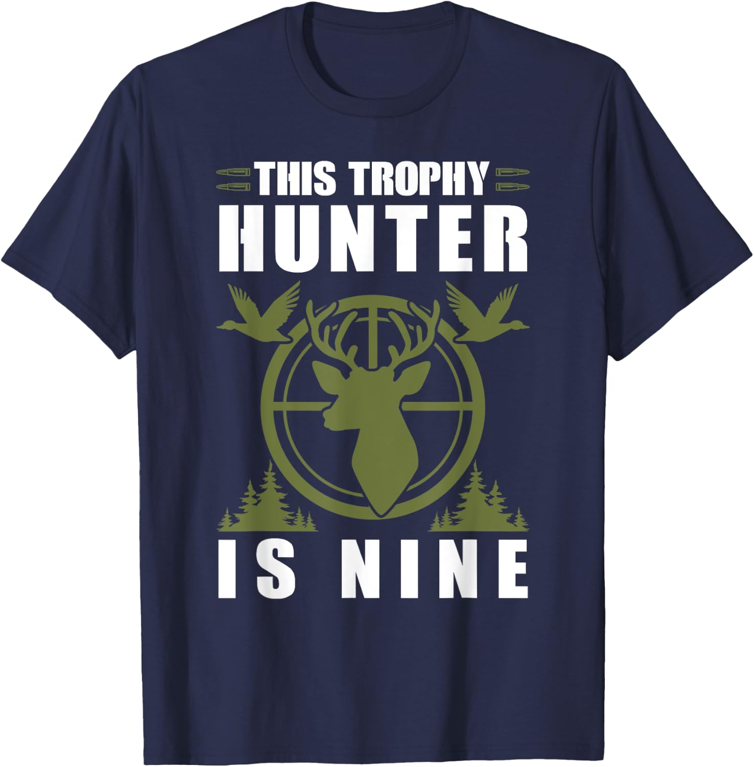 Trophy Hunter Is 9 Years Old Birthday 9th Birthday Squad Kid T-Shirt - T-Shirt | Navy