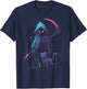 Kawaii Creepy Cute Cat Grim Reaper | Pastel Goth Gothic Women T-Shirt - T-Shirt | Navy